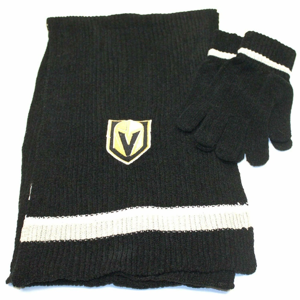 NHL Vegas Golden Knights Chenille Knit Scarf and Glove VGK  Set